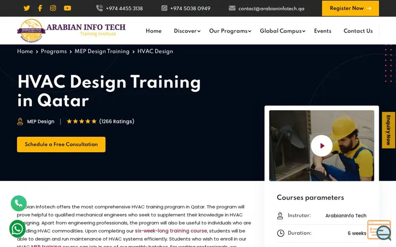 Screenshot of HVAC technician course