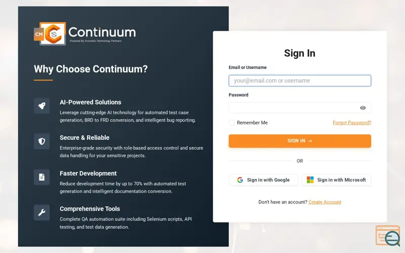 Screenshot of Continuum