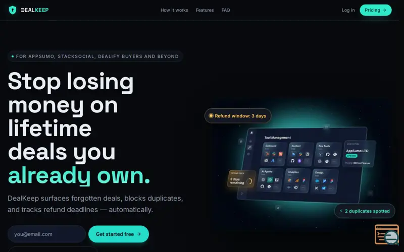 Screenshot of DealKeep, a launch using CloudFilt