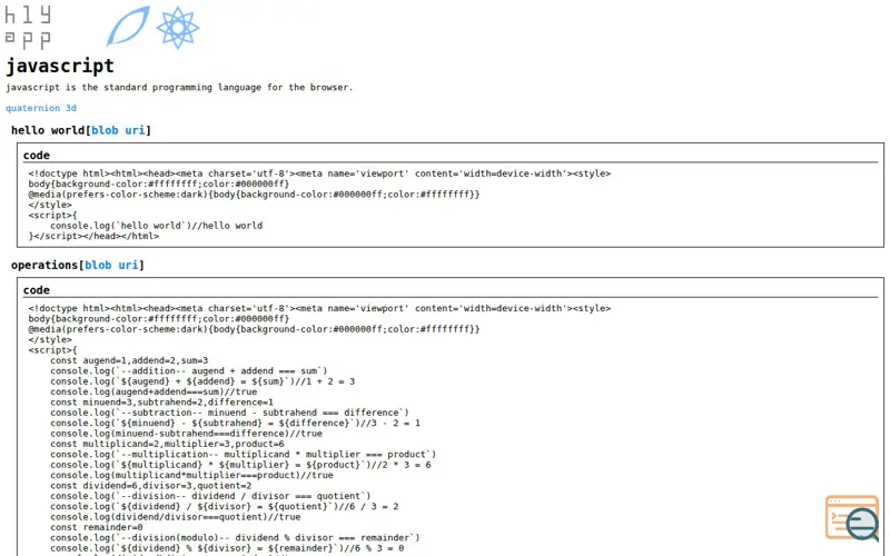 Screenshot of JavaScript tutorial