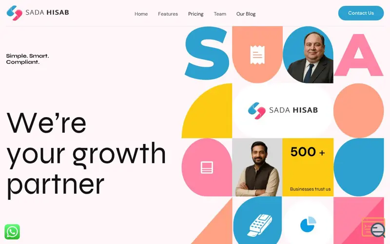 Screenshot of Sada Hisab, a launch using Contact Form 7