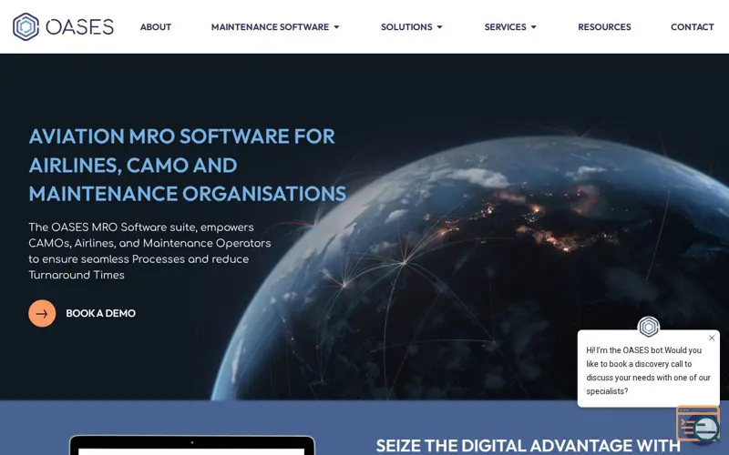 Screenshot of OASES, a launch using LiveChat