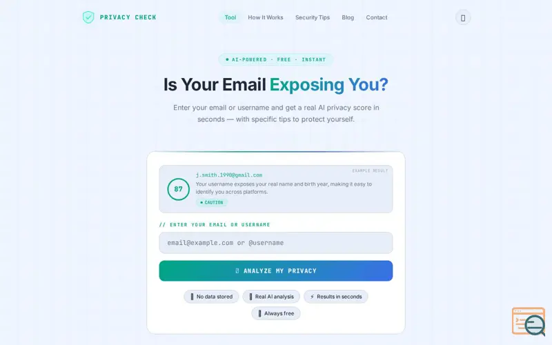 Screenshot of Privacy Check