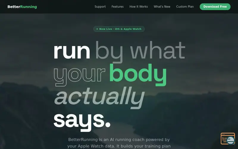 Screenshot of BetterRunning, a launch using PitchWall