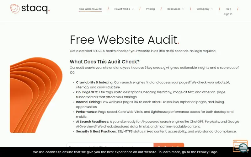Screenshot of Free Site Health & Performance Audit, a launch using Snowplow