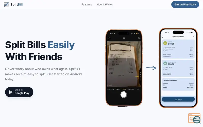 Screenshot of SplitBill