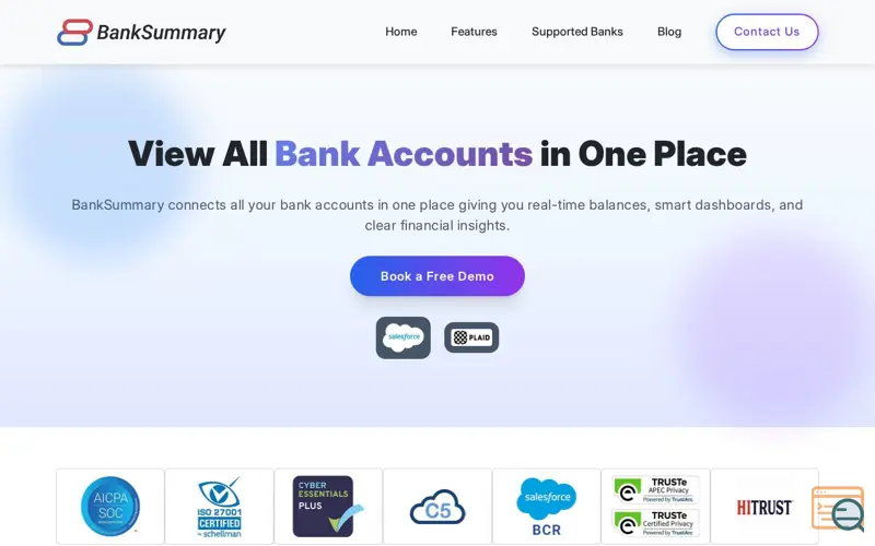 Screenshot of BankSummary