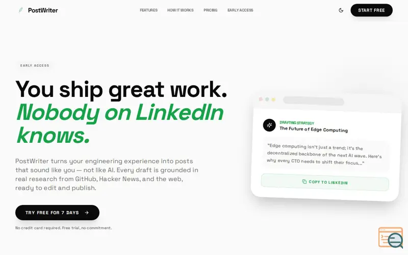 Screenshot of PostWriter Tech