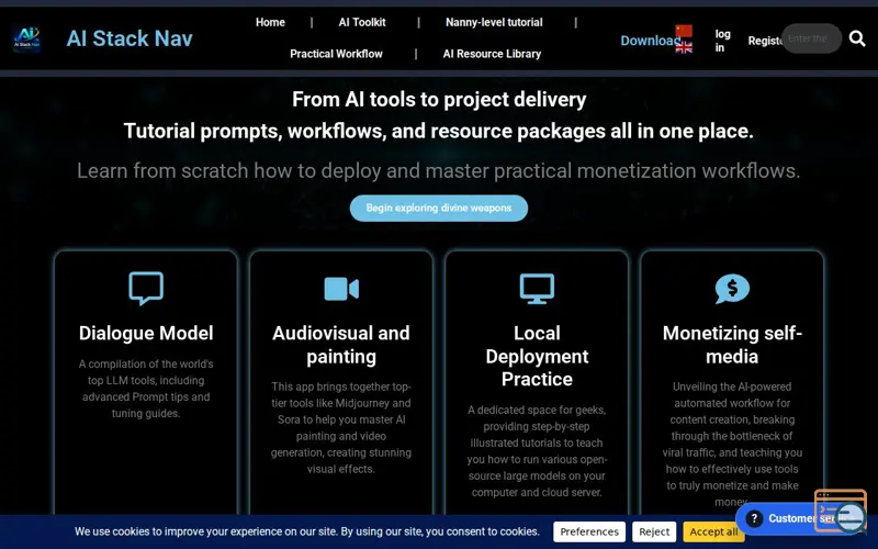 Screenshot of AI Stack Nav