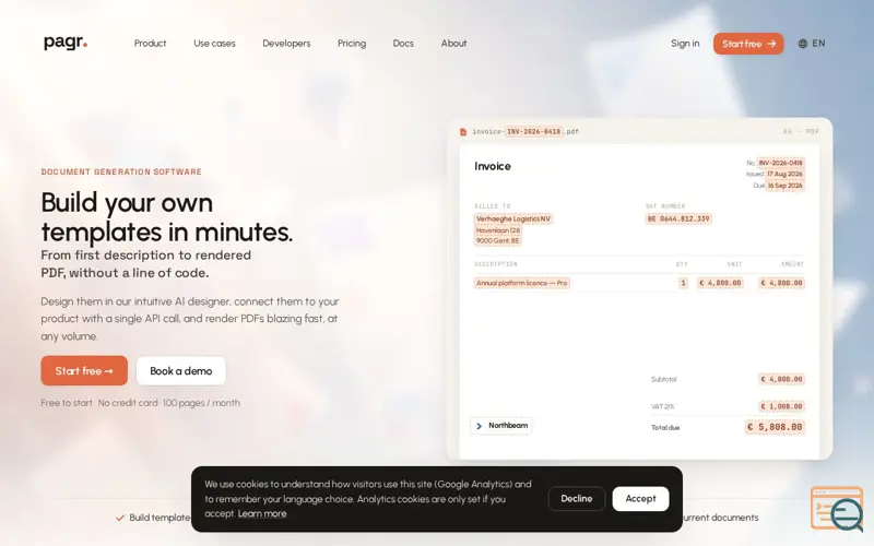 Screenshot of Pagr