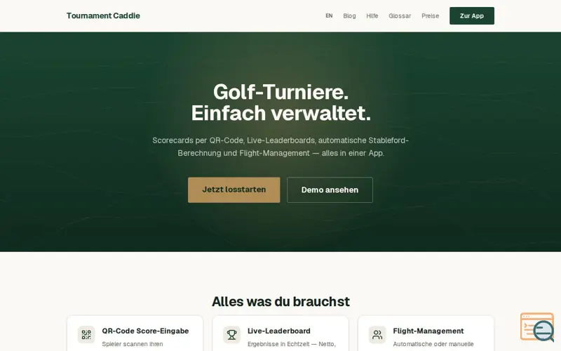 Screenshot of Tournament Caddie — Golf-Turnierverwaltung