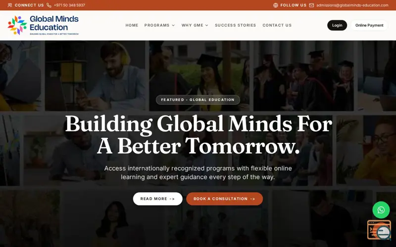 Screenshot of Global Minds Education