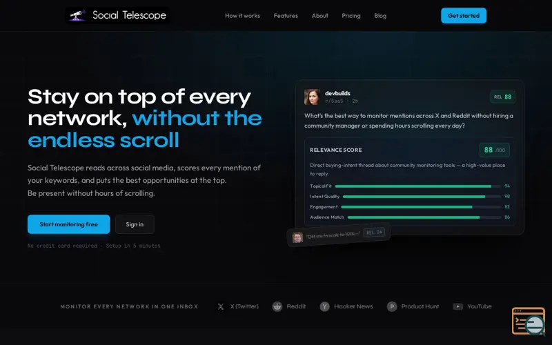 Screenshot of Social Telescope