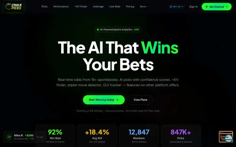 Screenshot of ChalkPicks Pro