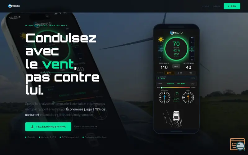 Screenshot of SpeedTo Real-time wind & assistant