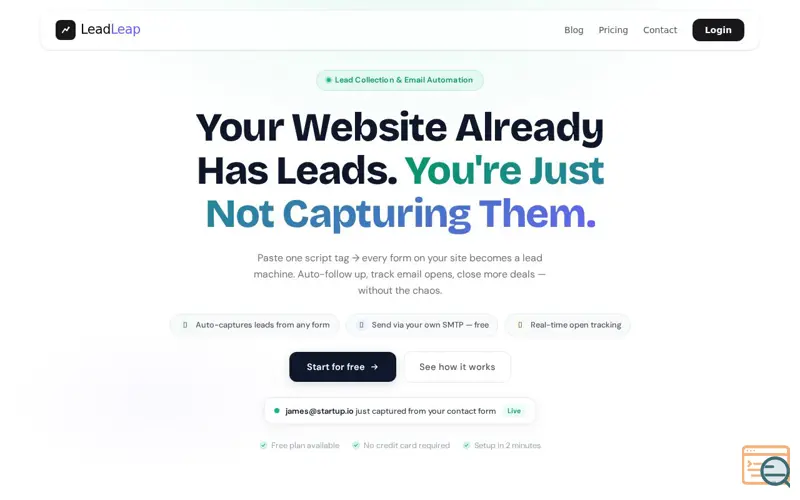 Screenshot of LeadLeap