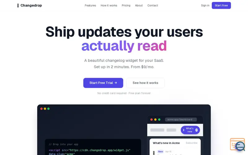 Screenshot of Changedrop