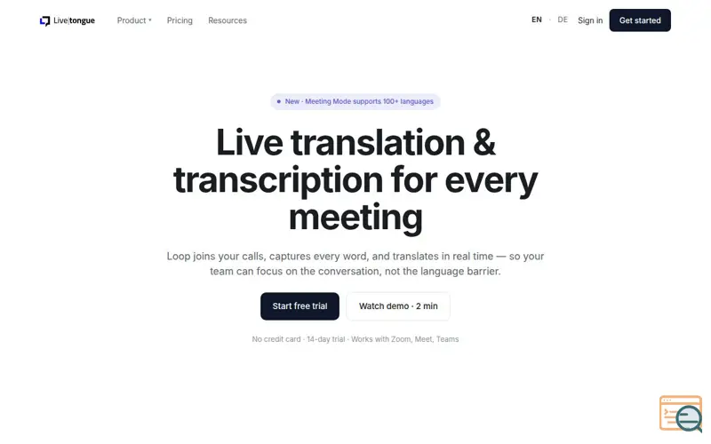 Screenshot of LiveTongue