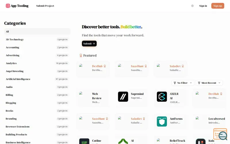 Screenshot of App Tooling