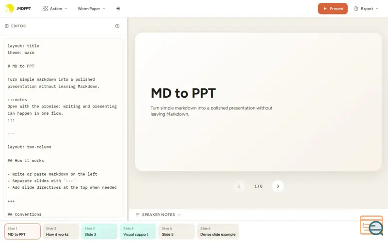 Screenshot of .MDPPT
