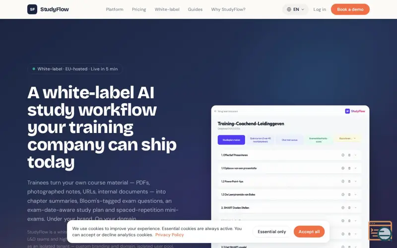 Screenshot of StudyFlow, a launch using Antagonist