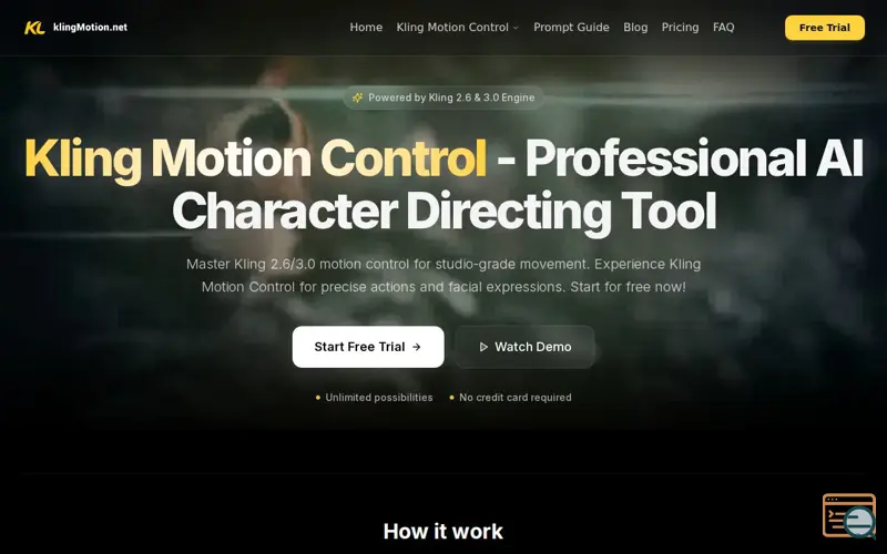 Screenshot of Kling Motion Control