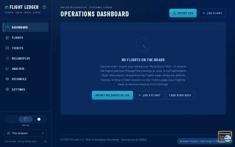 Screenshot of Flight Ledger