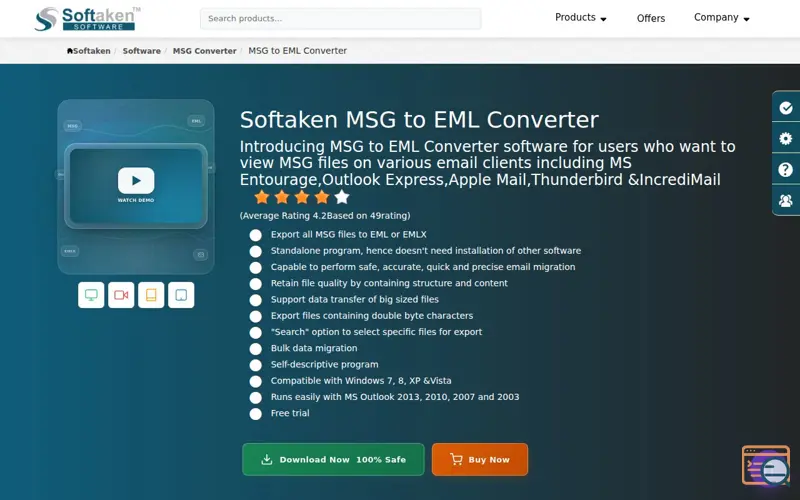 Screenshot of Softaken MSG to EML Converter