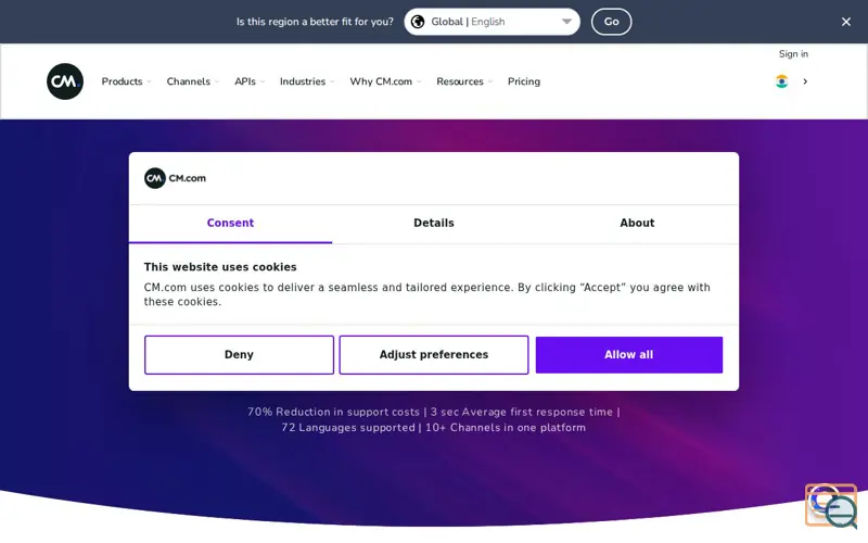 Screenshot of CM.com HALO AI Agents for India, a launch using Sophos
