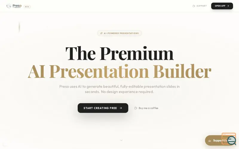 Screenshot of Preso AI