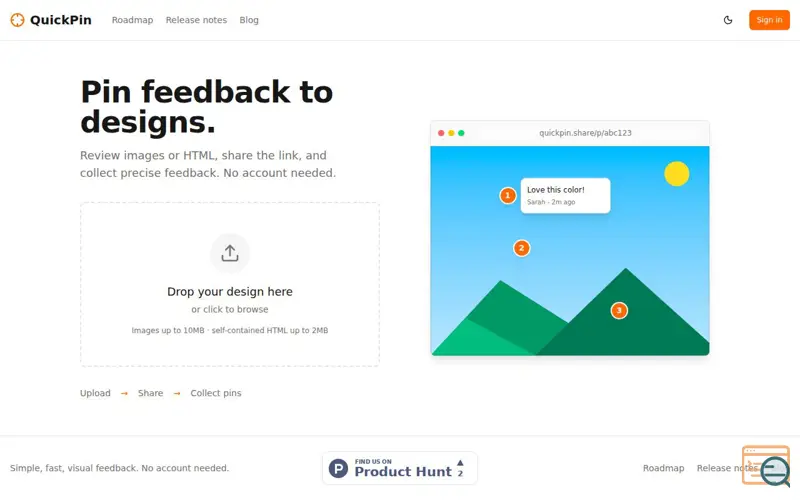 Screenshot of QuickPin