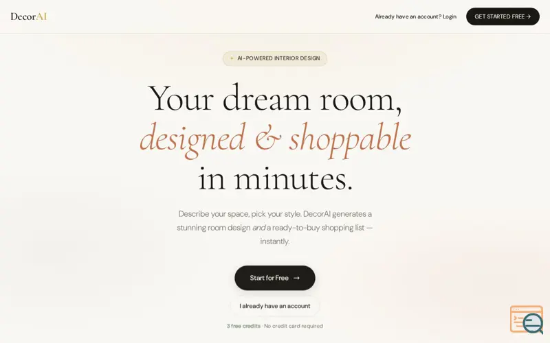 Screenshot of decorAI