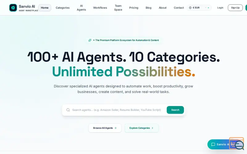 Screenshot of Sanvio AI Marketplace