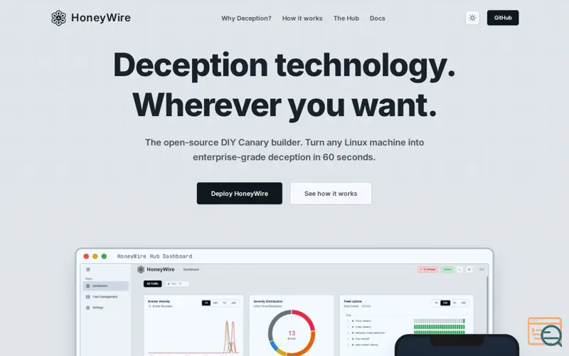 Screenshot of HoneyWire