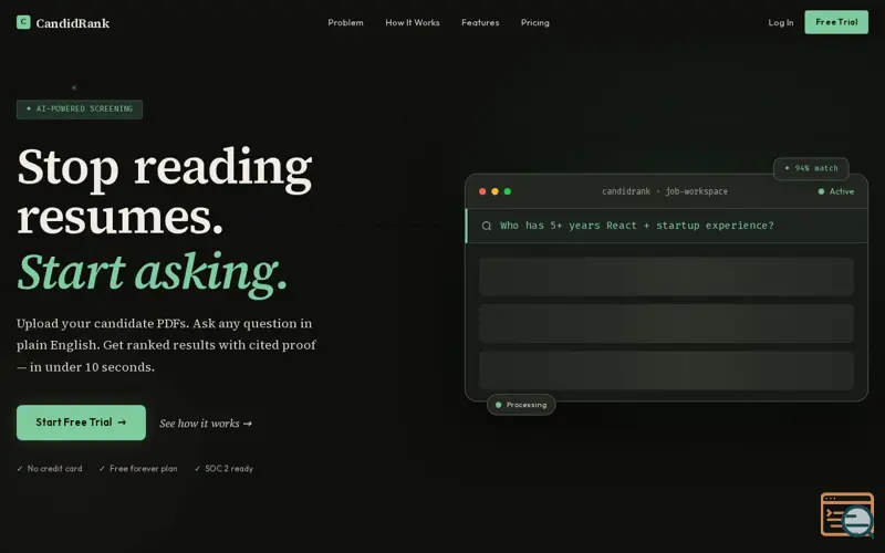 Screenshot of CandidRank
