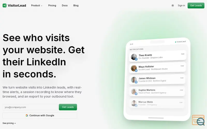Screenshot of VisitorLead