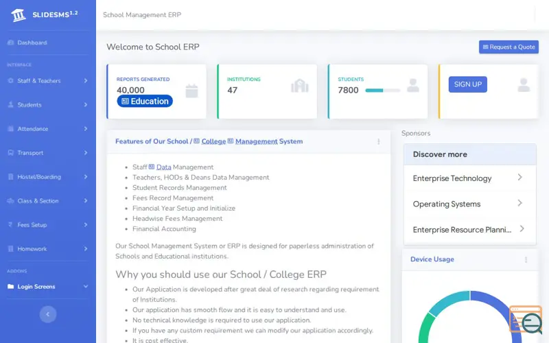 Screenshot of Free School Management System