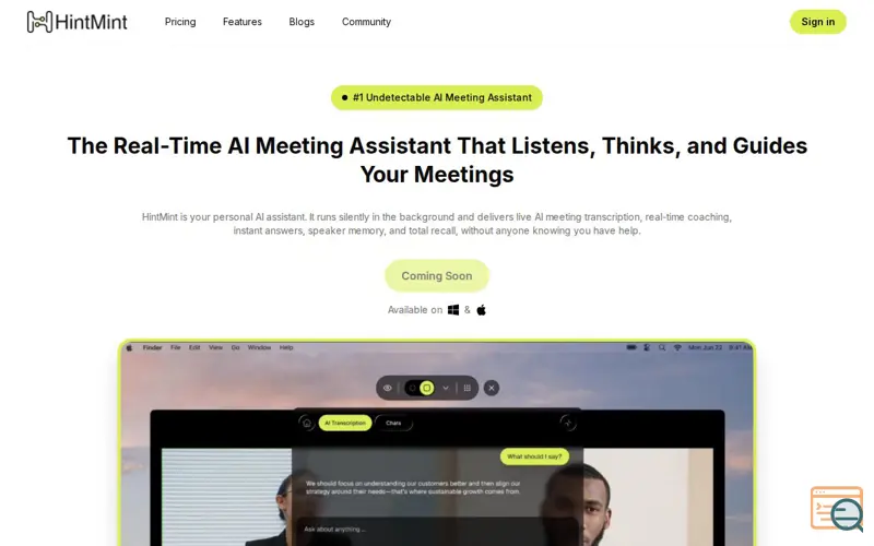 Screenshot of HintMint