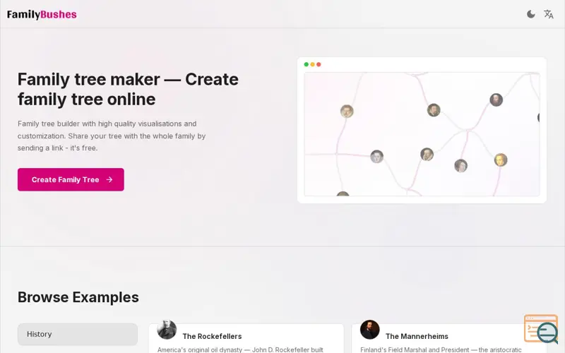 Screenshot of FamilyBushes - Family Tree Maker