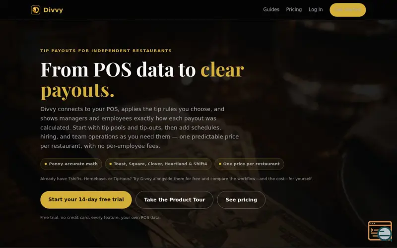 Screenshot of Restaurant Tip Management Software for Teams | Divvy