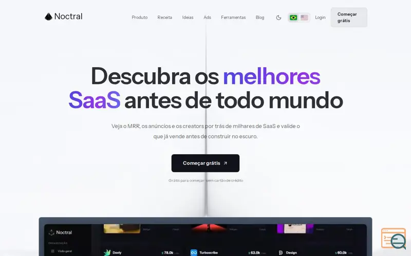 Screenshot of Noctral, a launch using Fontshare