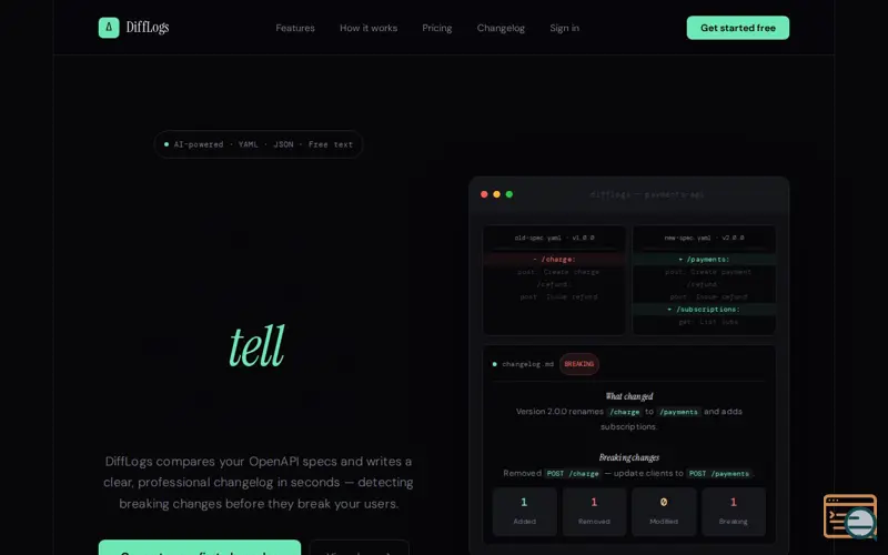 Screenshot of DiffLogs
