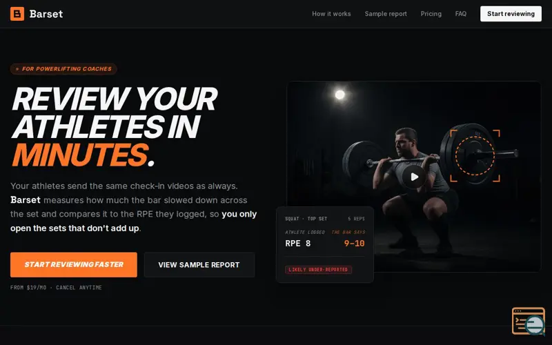 Screenshot of Barset — Catch under- and over-reported RPE from lift videos