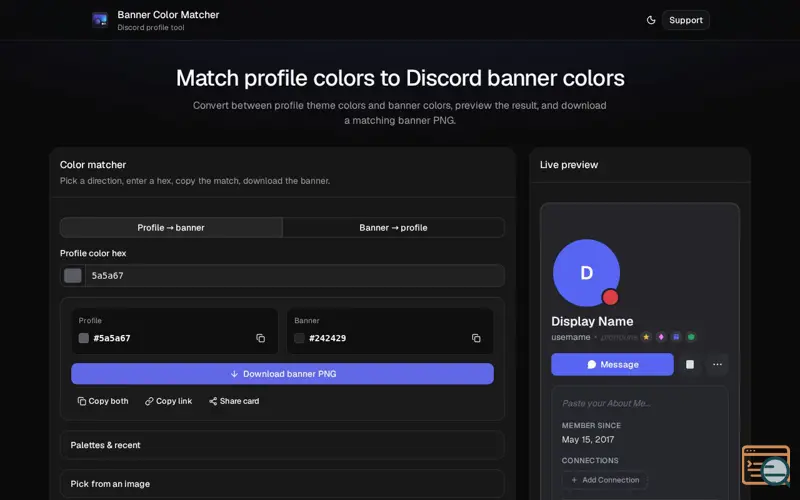 Screenshot of Discord Profile Banner Color Matcher