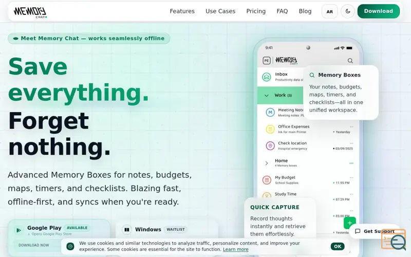 Screenshot of Memory Chat, a launch using Gleap