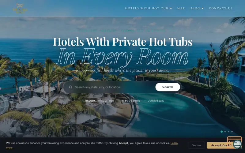 Screenshot of Tub & Spa Hotels