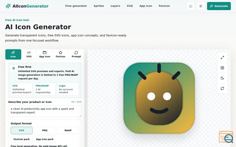 Screenshot of Free AI Icon Generator