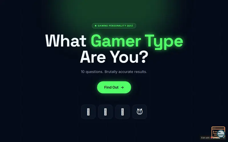 Screenshot of Gamer Personality Quiz