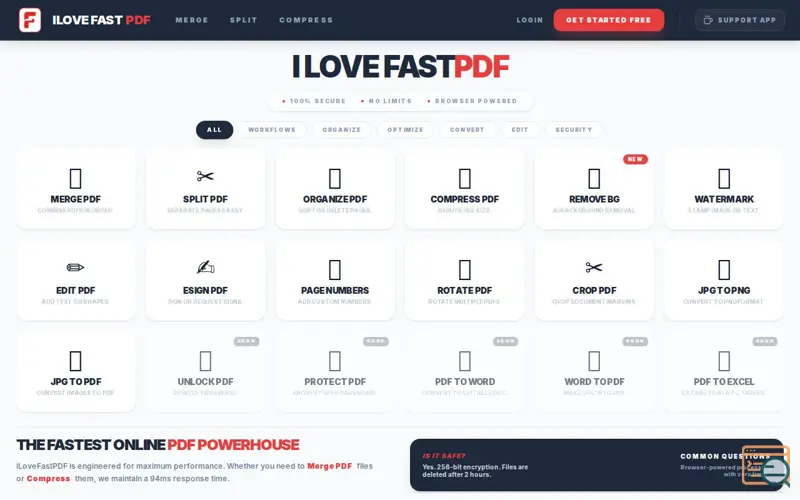 Screenshot of iLoveFastPDF