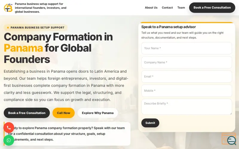 Screenshot of Company Formation in Panama